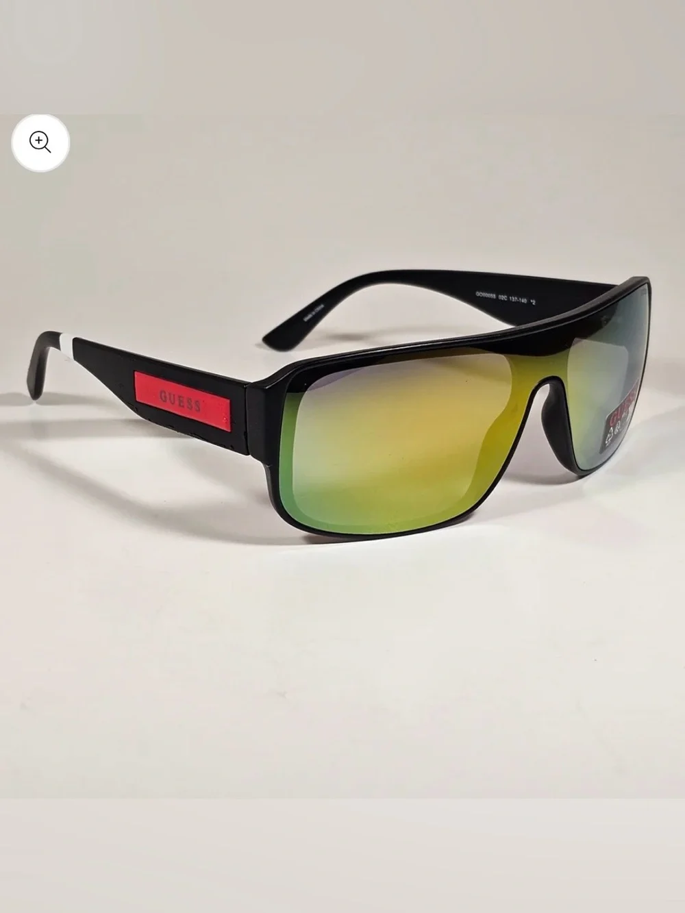 Guess GO00055 02C Rectangular Shield Wrap Sunglasses Red Matte Black Multicolor